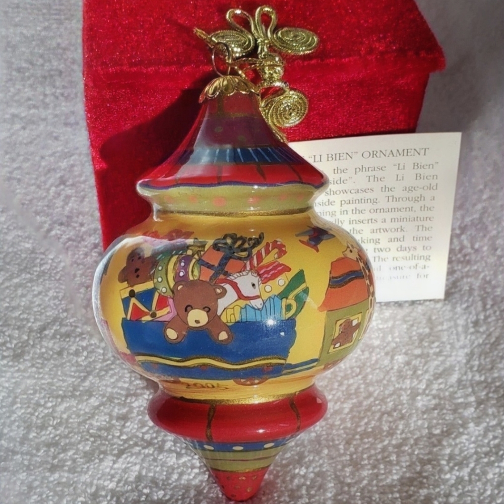 Li Bien 2005 Toy Train Christmas Ornament New With Velvet Box